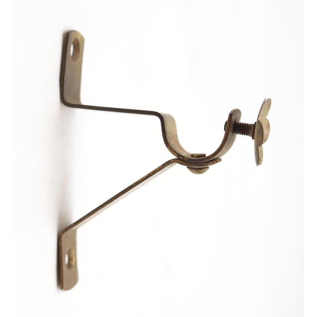 Set of Vintage Brass Floral Curtain Rod Brackets For Sale - Image 4 of 6