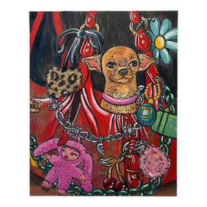 Contemporary Lap Dog Oil Painting on Canvas by Lindsey Kircher