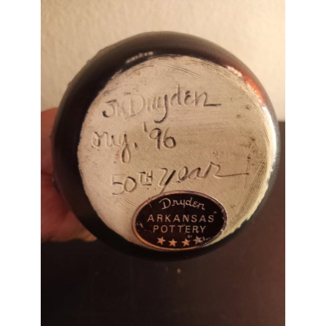 Signed Dryden Arkansas Pottery Textured Glazed Vase For Sale In Dallas - Image 6 of 8