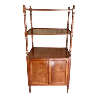 Vintage 1960s English Etagere Bookcase With Lower Cabinet For Sale