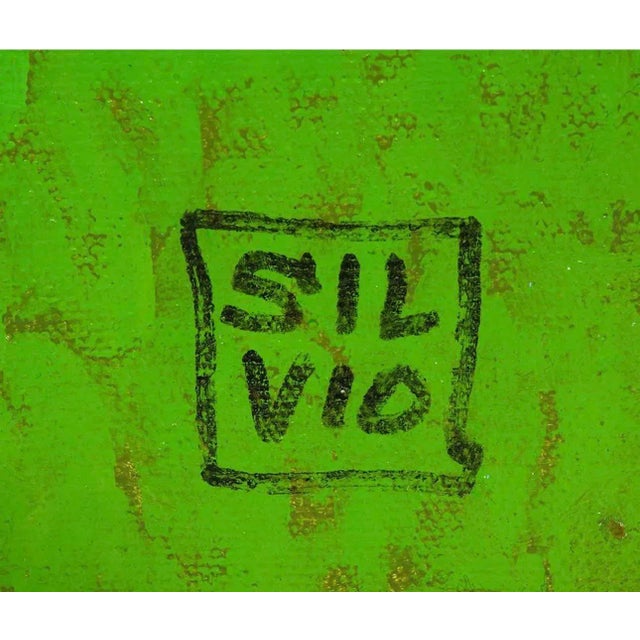 Mid-Century Modern 1990s Farmer's Daughter Acrylic Painting Signed Silvio For Sale - Image 3 of 3