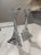 Transparent 24% Lead Crystal Unique Triangle Eiffel Tower Shape Candle Holder Candlesticks For Sale - Image 8 of 8