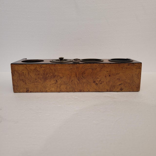 Empire Style Writing Set and Inkwell in Olive Root Wood and Gilt Bronze, France, Early 19th Century For Sale - Image 13 of 18