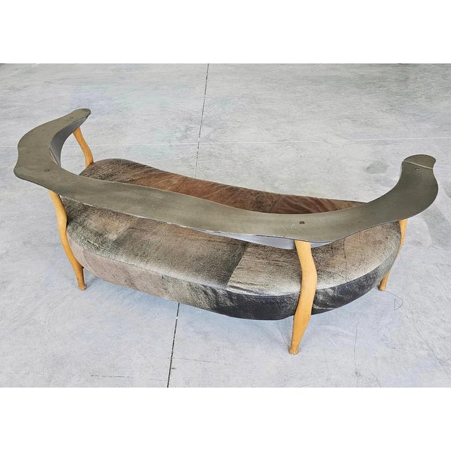 Brown Sculptural Postmodern 3-Seater Sofa Fantasy Island attributed to Kurt Bayer, 1980s For Sale - Image 8 of 10