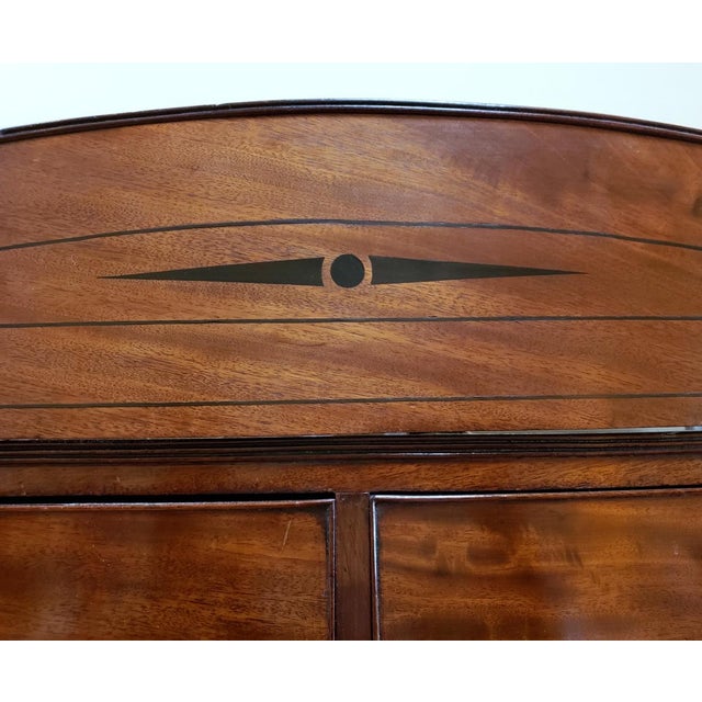 Wood English Regency Mahogany Bow-Front Chest-on-Chest With Ebony Inlay & Lion-Head Pulls, C. 1810–1820 For Sale - Image 7 of 10