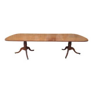 20th Century Henkel Harris Georgian Style Crossbanded and Burl Mahogany Extension Dining Table For Sale