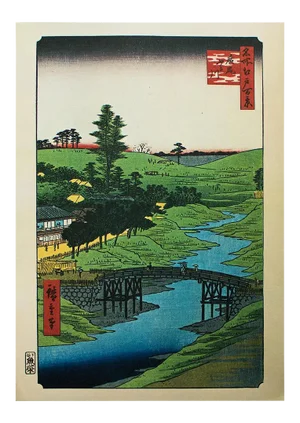 Utagawa Hiroshige 100 Famous Views of Edo - "Furukawa River, Hiroo", 1940s Reproduction Print N5