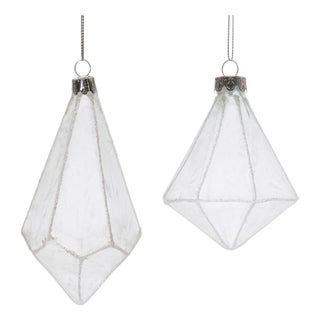 Frosted Glass Drop Ornament (Set of 6) For Sale