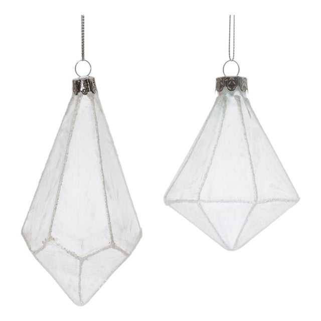 Frosted Glass Drop Ornament (Set of 6) For Sale