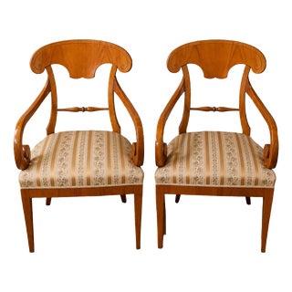 Biedermeier Armchairs in Light Wood, 1800s, Set of 2 For Sale