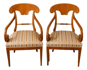 Biedermeier Armchairs in Light Wood, 1800s, Set of 2