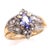 14 Karat Yellow Gold Contemporary Ring with Topaz and Diamonds. Size 6 6 grams total weight.