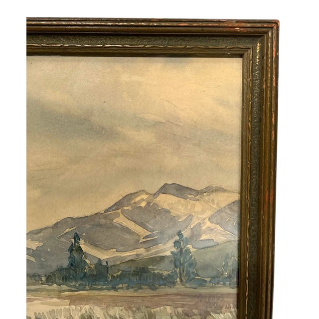 American 1940s Vintage American Desert Watercolor on Board. Signed, Framed For Sale - Image 3 of 8