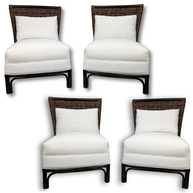 (4) 1960s Vintage Palecek Woven Slipper Chairs Chairish