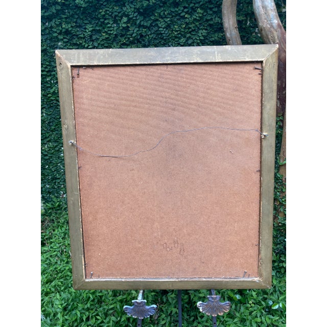 Large 1950s Dutch Interior Scene Figurative Oil Painting, Framed Mother and Child Kitchen Scene For Sale - Image 12 of 13