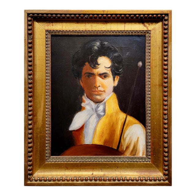 Portrait of an Elegant Good Looking Gentleman-Oil Painting C1920s For Sale