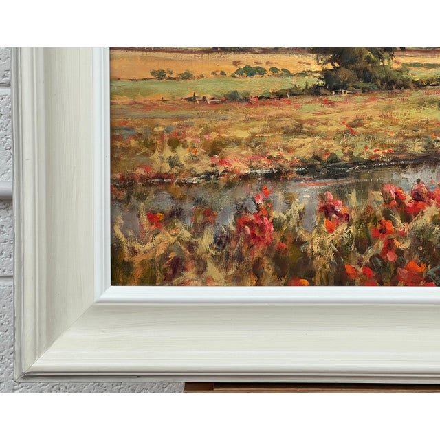 English Vintage Impressionist English River Landscape Painting with Flowers & Figures 1985 For Sale - Image 3 of 16