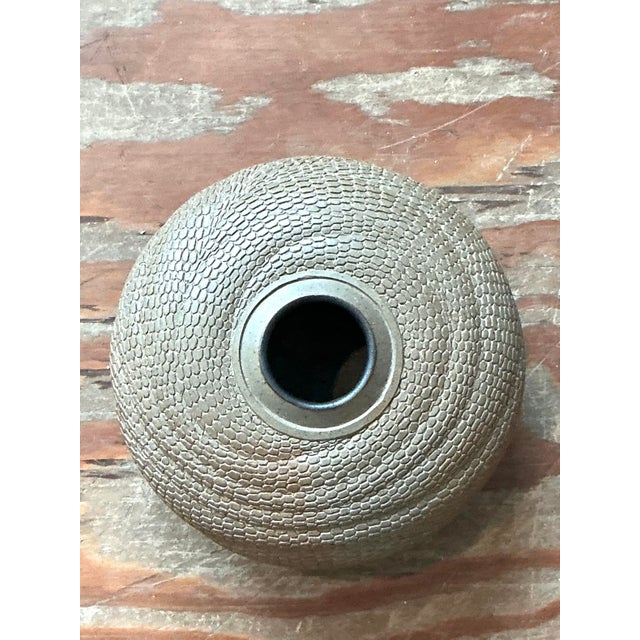 Vintage Boho Snake Skin Original Studio Pottery Vase For Sale - Image 9 of 12