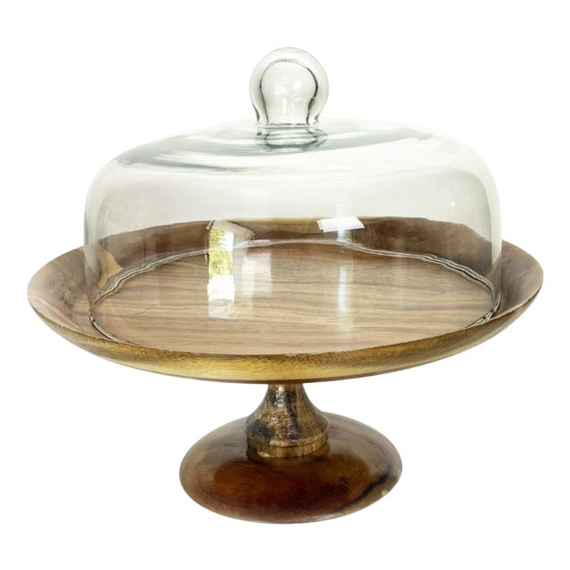 Wooden and Glass Pastry Tray by Zara Home, Set of 2 For Sale