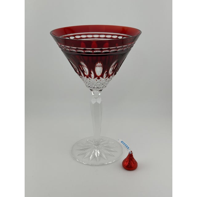 Glass 1990s Waterford Clarendon Ruby Red Martini Glass | Cut to Clear Crystal | Excellent For Sale - Image 7 of 9