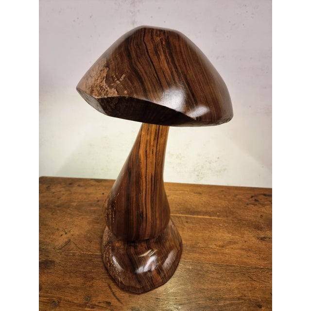 Hand-Carved Wooden Mushroom Table Lamp with Integrated Led For Sale - Image 18 of 18