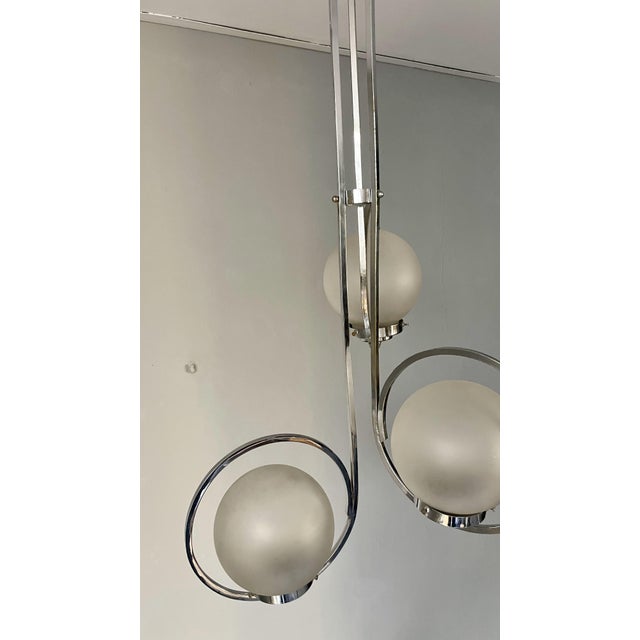 Art Deco Silver Ceiling Lamp with Three Sphere Shades For Sale - Image 6 of 18