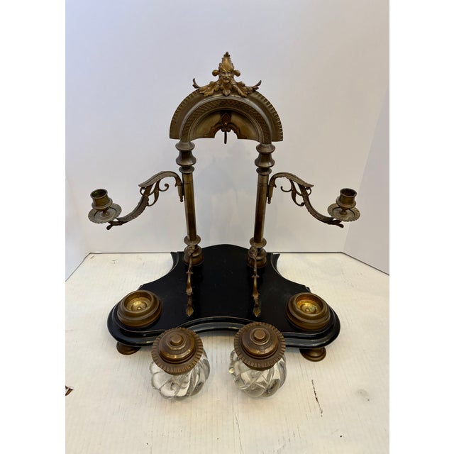 19th Century Superior 19th Century Double Inkwell Desk Set For Sale - Image 5 of 16