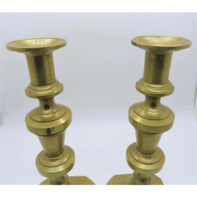 Vintage Brass Candlesticks -- a Pair For Sale - Image 4 of 7