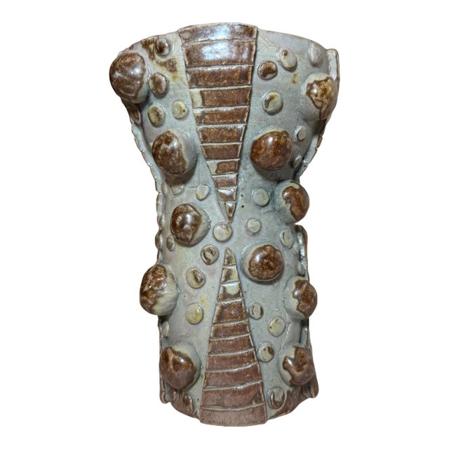 Vintage 25 Handmade Hobnail Pottery Chalice Goblet Brutalist Sculpture Vase For Sale