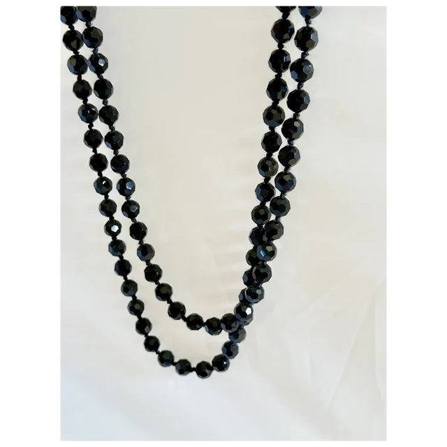 1920s 72" French Jet Bead Flapper Necklace For Sale - Image 4 of 9