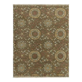 Rug & Kilim’s Classic Spanish Style Rug in Beige-Brown, Gold & Blue Medallions For Sale