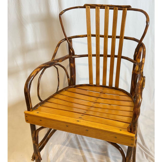 Brown A Nice Vintage Adirondack Bentwood Armchair With A Tortoise Finish For Sale - Image 8 of 15