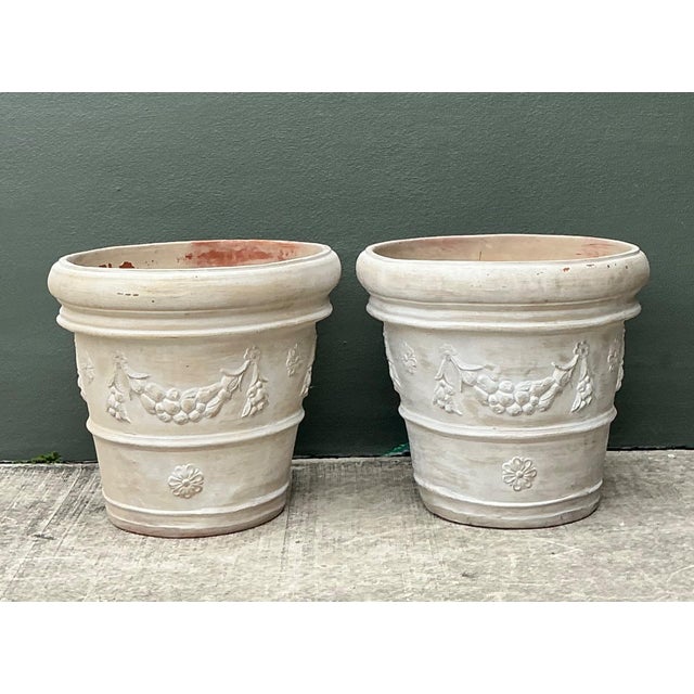 Late 20th Century Vintage Italian Terracotta Planters - A Pair For Sale - Image 5 of 14