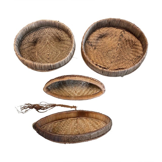Vintage African Woven Kuba Baskets- a Set of 3 For Sale - Image 4 of 5