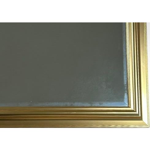 Wood Large Contemporary Traditional Gold Gilt Beveled Glass Rectangular Wall Mirror For Sale - Image 7 of 12