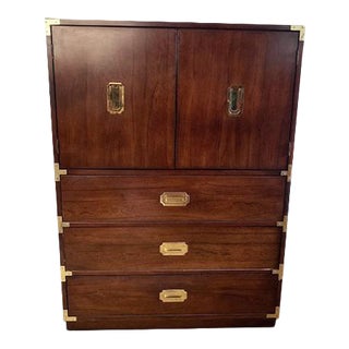 Vintage Bernhardt Campaign Armoire For Sale