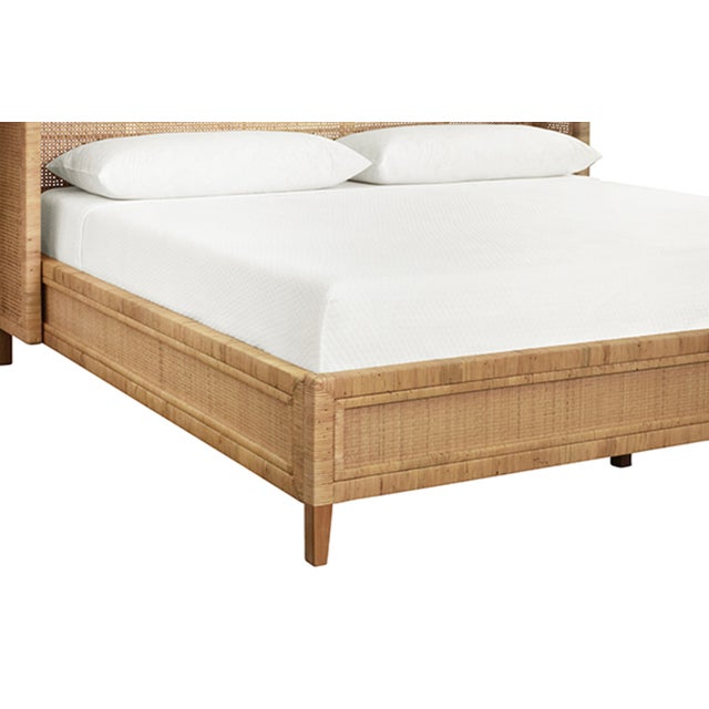 Worlds Away Matthew Izzo Home Dolly King Winged Rattan Headboard and Platform Bed For Sale - Image 4 of 7