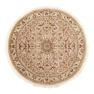 Vintage Wool-Silk Round Area Rug - 08'02 X 08'02