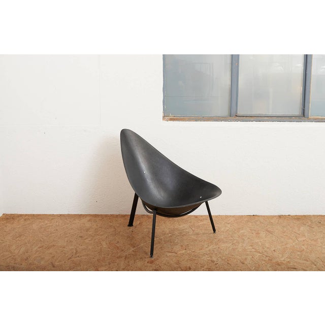 Tripod Easy Chair in Black Tubular Steel and Black Fiberglass Seat Shell by Ed Mérat for Unbekannt, 1958 For Sale - Image 13 of 14