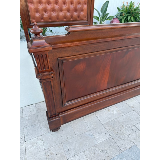 Ralph Lauren Continental Queen Tufted Leather Bed For Sale In West Palm - Image 6 of 12