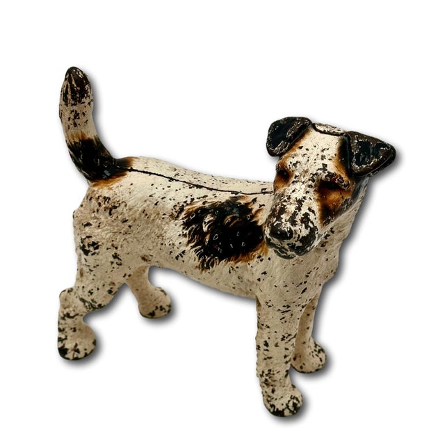 Vintage 1930s American Hubley Manufacturing Company Cast Iron Fox Terrier Dog Doorstop For Sale In Boston - Image 6 of 18