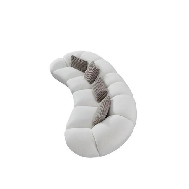Contemporary Mi-24209 Big Cloud 141" Oversized Curved Boucle Sectional Sofa - Soft Fur White For Sale - Image 3 of 8