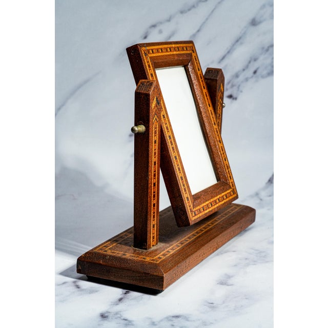 Decorative Aesthetic Movement Inlaid Antique Wood Tabletop Picture Photo Frame For Sale In New York - Image 6 of 11