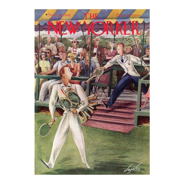 1938 Vintage New Yorker Cover, September 10 (Constantin Alajalov), Original New Yorker Magazine Cover, Sports, Tennis. Very Rare For Sale