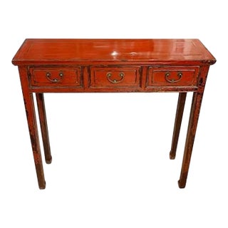 1990s Asian Ming Style Console Table-Red For Sale