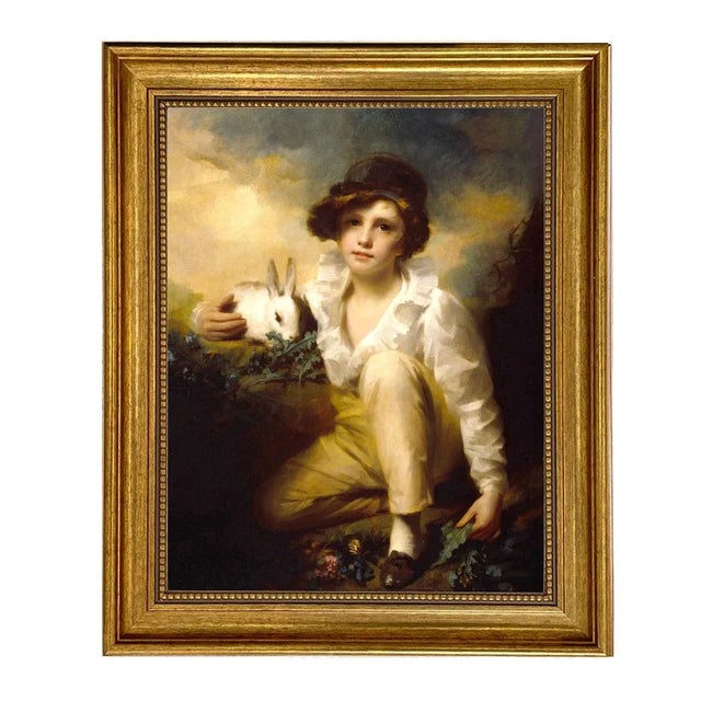 Not Yet Made - Made To Order Boy and Rabbit by Raeburn Print on Canvas in Antiqued Gold Frame- 14-1/2" X 17-1/2" For Sale - Image 5 of 5