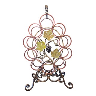 Vintage Wrought Iron Wine Rack For Sale