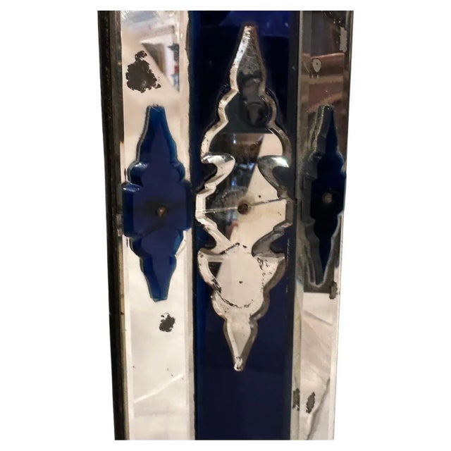 Black Venetian Cobalt Blue Mirror For Sale - Image 8 of 9