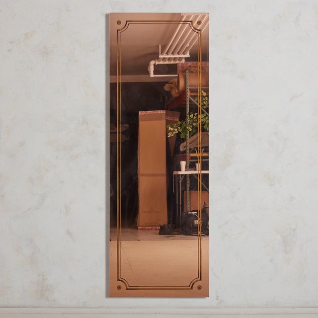 Rose Gold Back Painted Mirror No. 03, France 1920s For Sale - Image 4 of 11