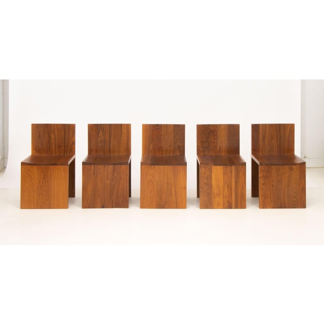 Contemporary Zach Hadlock Platform Walnut Dining Chairs, 5 For Sale - Image 3 of 12
